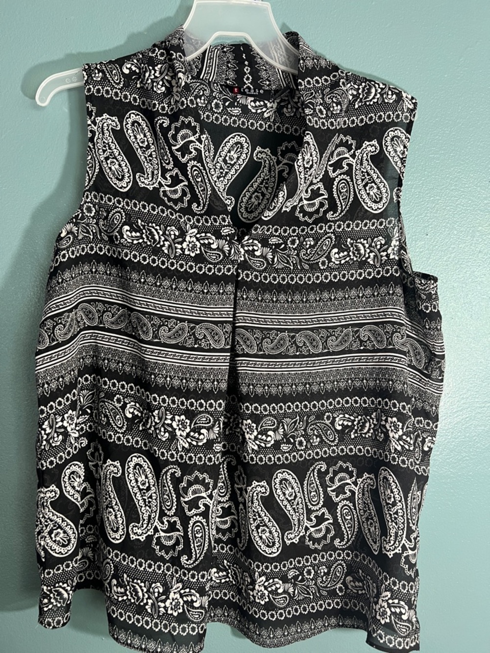 **3 for $12** Tease Women Black Paisley Print Sleeveless Top